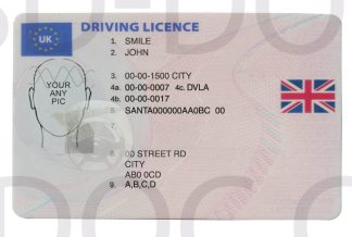 UK Driver License front + back