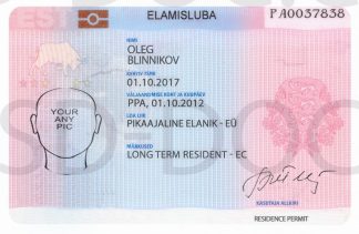 Residence Permit Estonia  front side