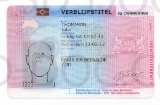 Residence Permit Netherlands  front side