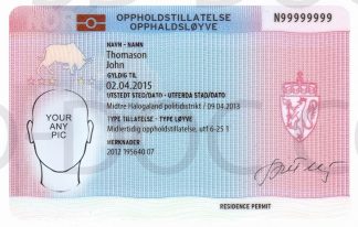Residence Permit Norway  front side
