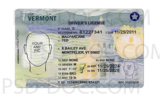 USA Vermont Driver License front + back