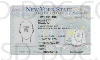 USA New York Driver License front back sides