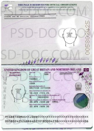 British passport 2020 PSD