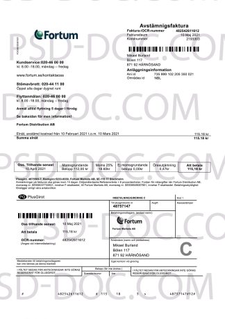Sweden Fortum bill PSD