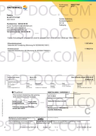 Sweden Vattenfall bill PSD
