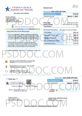 Utility bill PSD