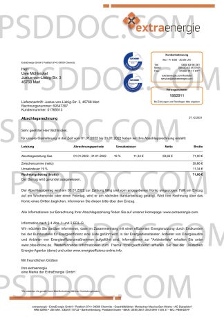 Utility bill PSD