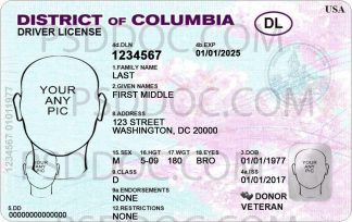 USA Disctrict of Columbia Driver License front back sides
