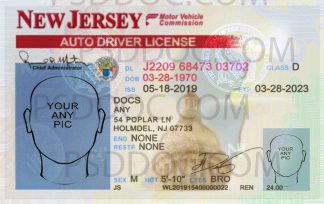 USA New Jersey Driver License front back sides
