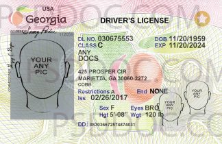 USA Georgia Driver License front back sides